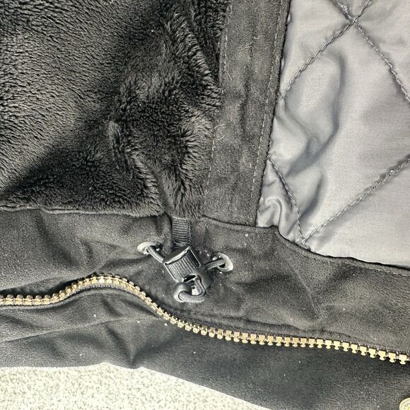 L.L. BEAN - Women's Fleece Lined Primaloft Quilted Hooded Black Coat Size L - Picture 10 of 15